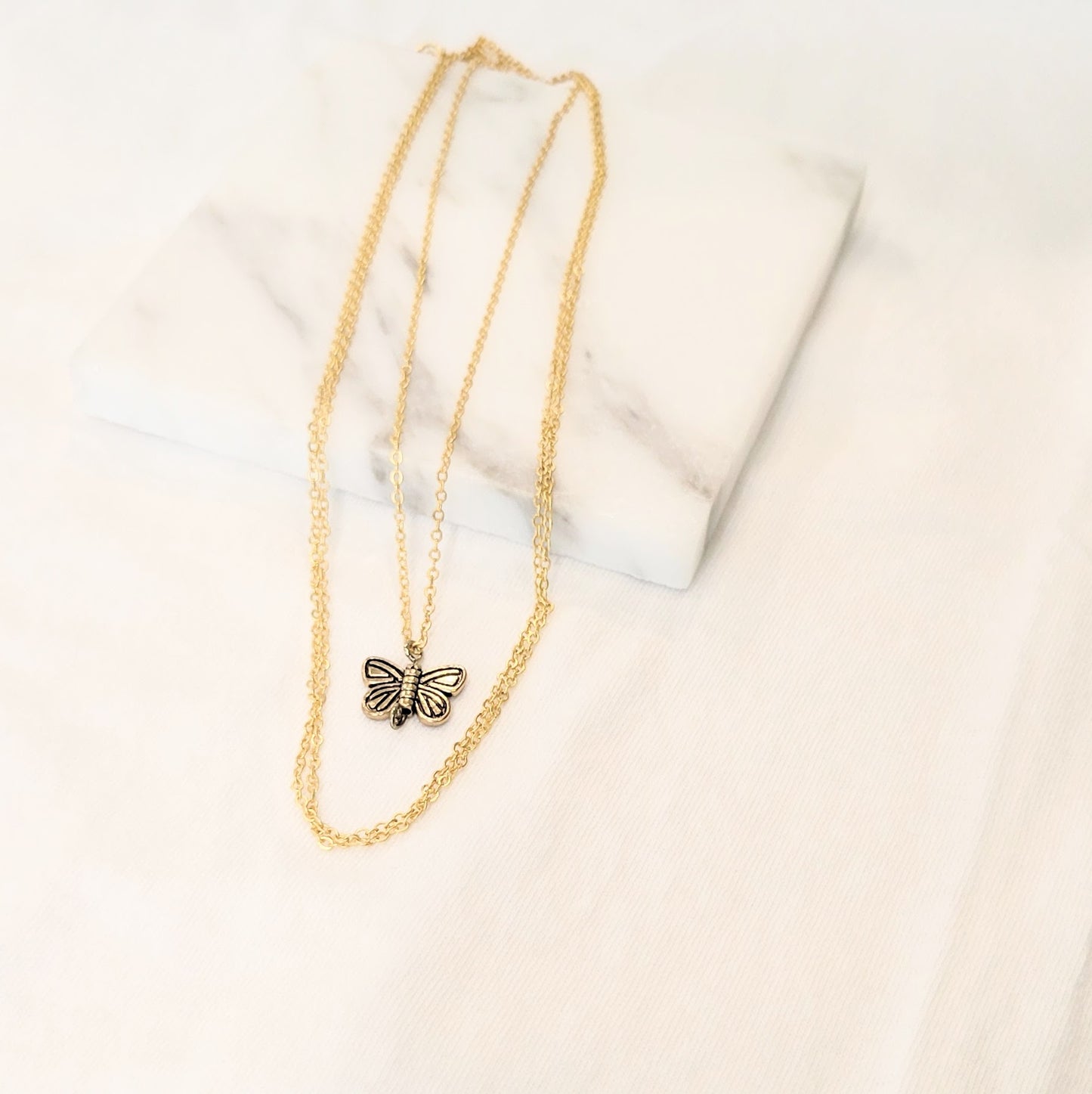 Gold Layered Butterfly Chain Necklace