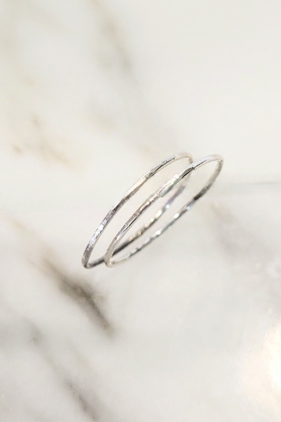 Dainty Sterling Silver Hammered Ring Set - The Abbie