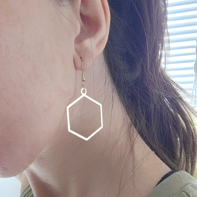 XXL Hexagon Earrings - Gold Hexagon