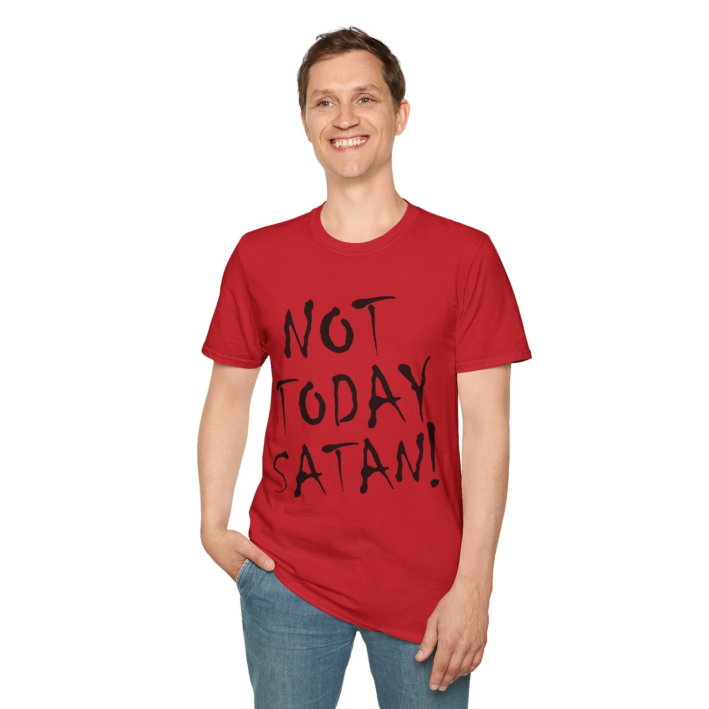 Not Today Satan Christian Tee - Unisex Softstyle T-Shirt