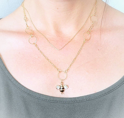 Gold Layered Bee Pendant Necklace