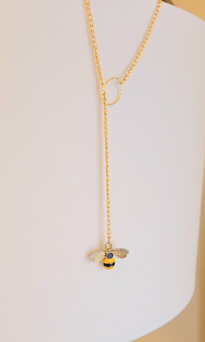 Adjustable Gold Chain Necklace Bumblebee