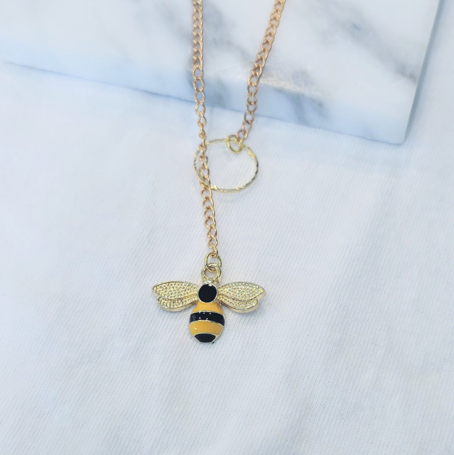 Adjustable Gold Chain Necklace Bumblebee