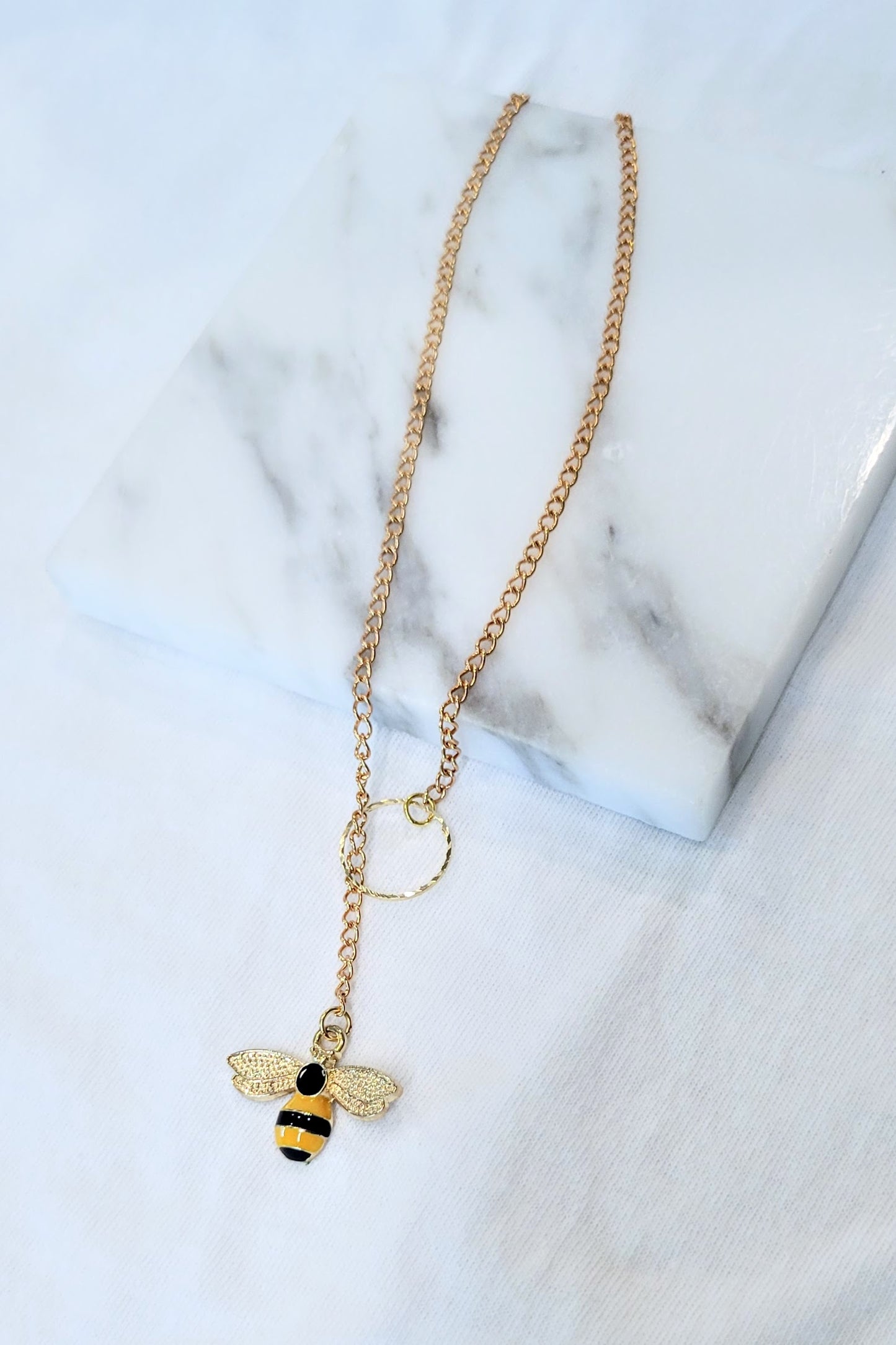 Adjustable Gold Chain Necklace Bumblebee