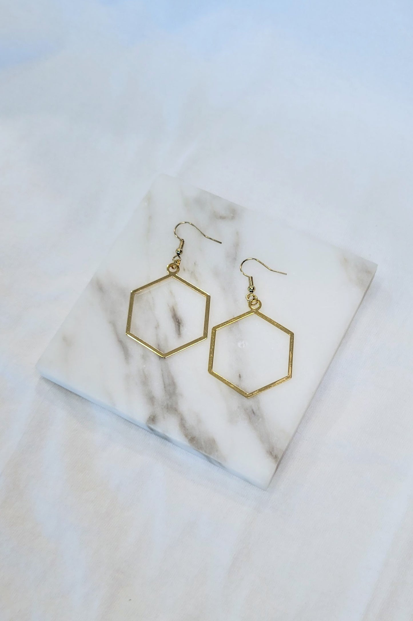 XXL Hexagon Earrings - Gold Hexagon