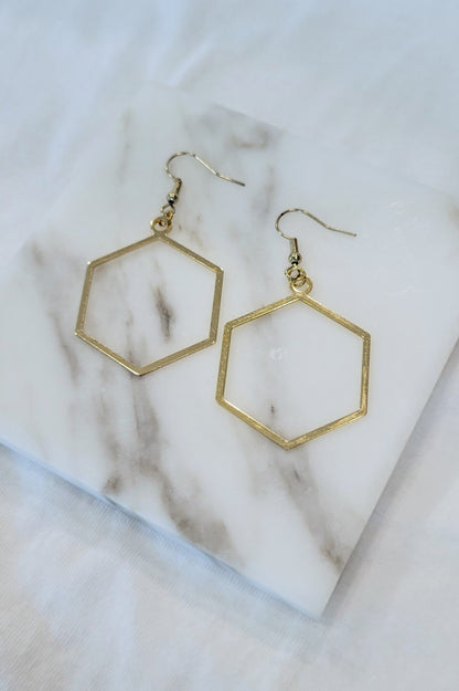 XXL Hexagon Earrings - Gold Hexagon