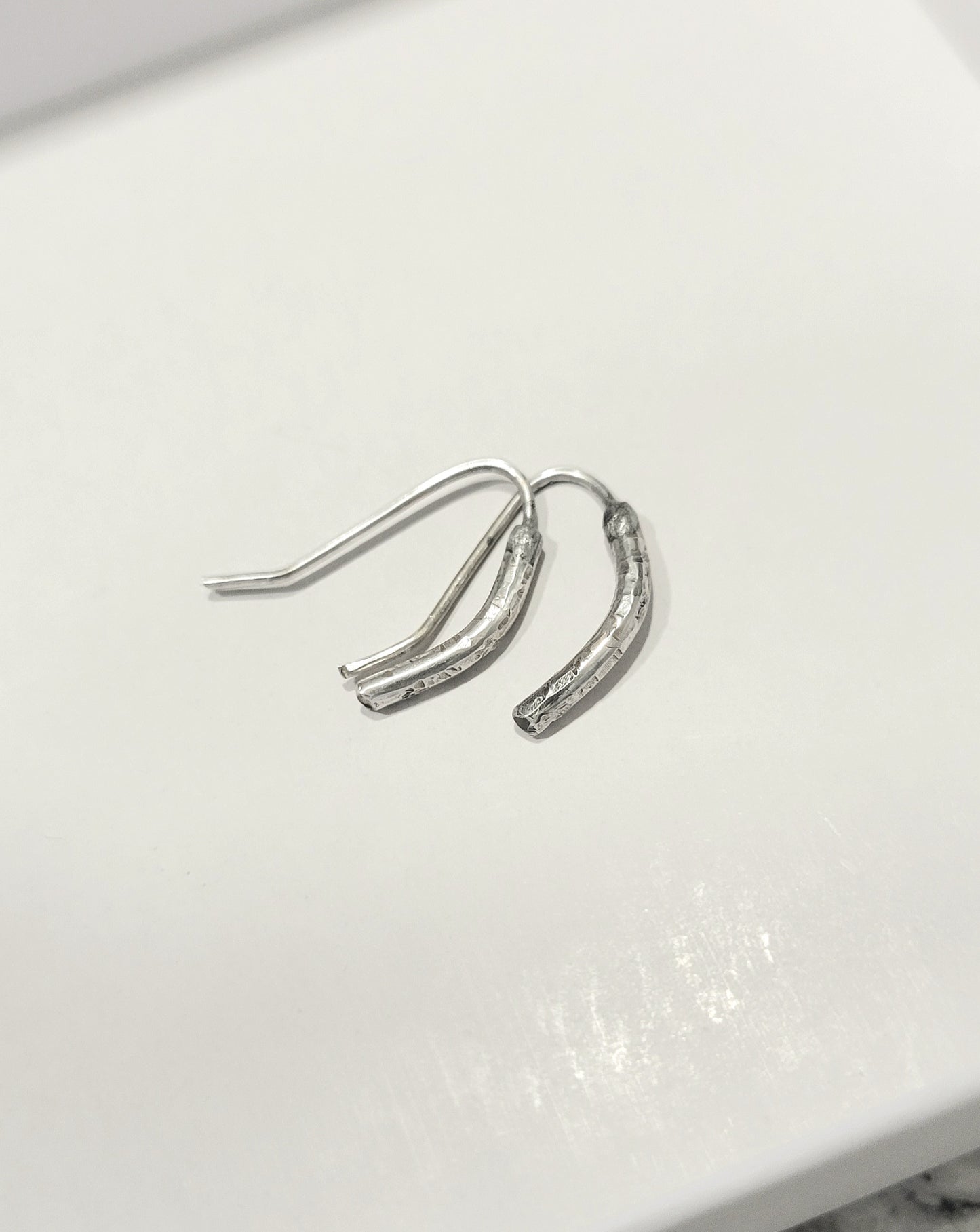 Sterling Silver Half Hoops Crescent Moon Earrings