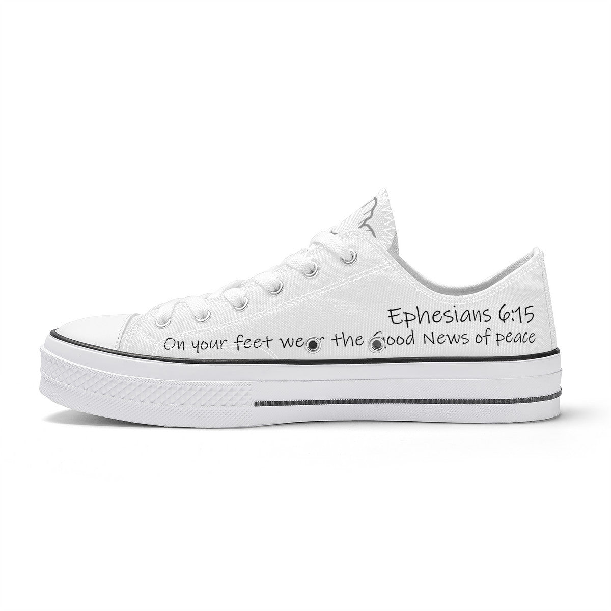 Classic Low Top Canvas Shoes - White - Armor of God - Shoes of Peace